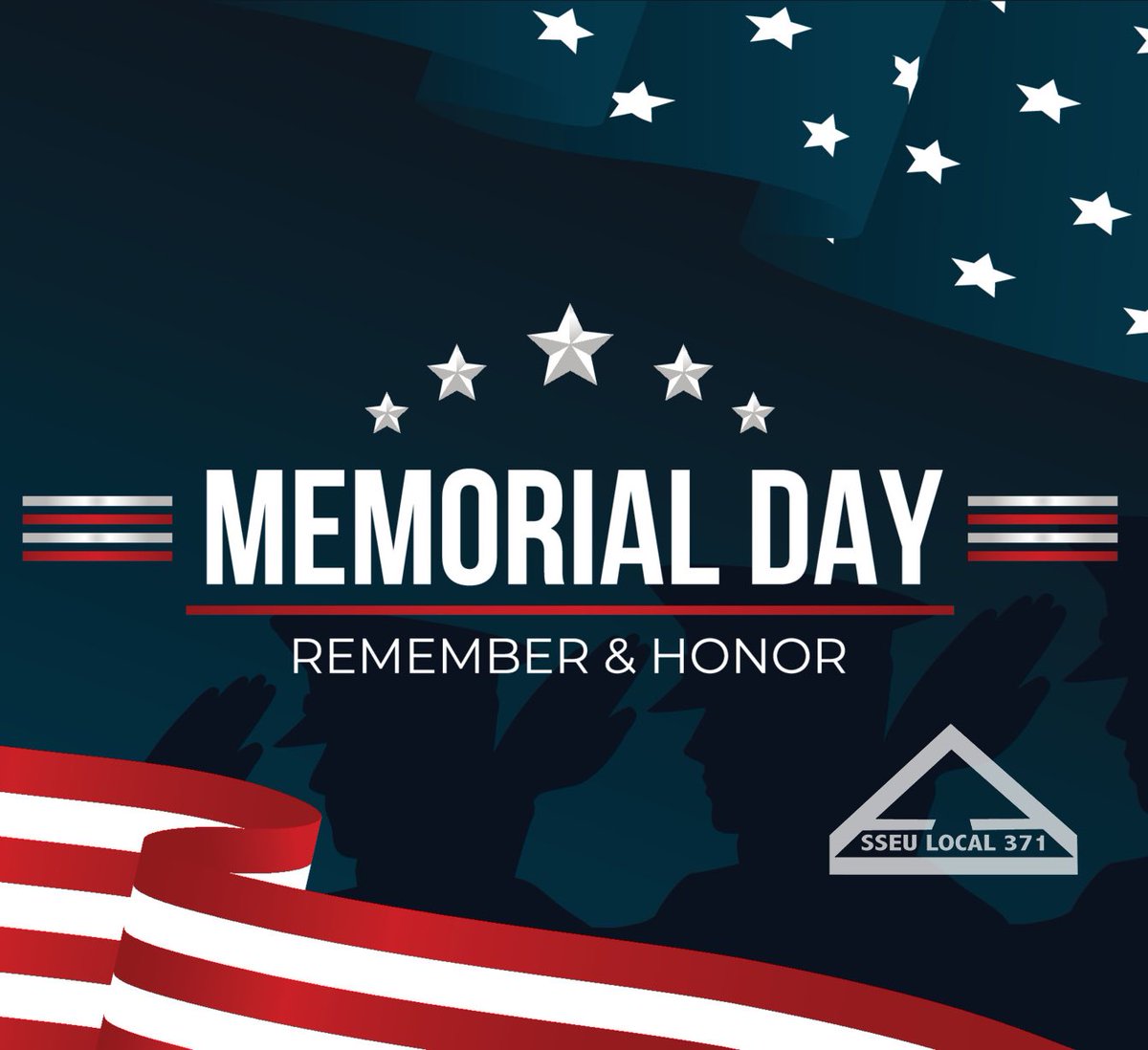 MightyUnion's tweet photo. From the officers and staff of SSEU Local 371 we would like to honor all of those who have sacrificed and those who continue to put themselves forward, for their service and protection. 

Have a very happy Memorial Day!

🇺🇸 🇺🇸 🇺🇸 🇺🇸 🇺🇸 https://t.co/lz9jBBvton