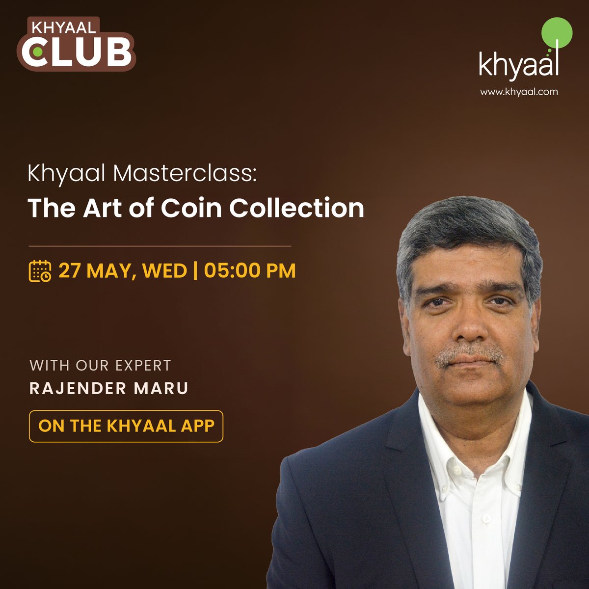 KhyaalFamily's tweet photo. Discover the fascinating world of coin collection in this special Khyaal Masterclass with Rajender Maru - Chairman of @Marudhar_Arts and President of Karnataka Numismatic Society, where he will guide you through the art of collecting coins, understanding what makes a coin valuable, identifying rare finds, and showcasing your collection beautifully. Attend if you are above the age of 50, or share it with an elderly loved one.
#khyaalcare #coincollection #masterclass #seniorcitizens
To attend our exclusive session:
📱 Download the app: https://t.co/9PtyxX2Xxq
📞 Call us: 022-48963888 (Mon to Fri, 9:00 AM to 7:00 PM)