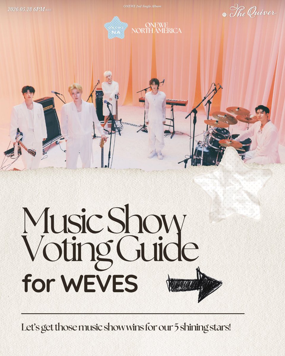 ONEWE_NA's tweet photo. WEVES, get ready for the release of #ICARUS and #點_TheQuiver!

We’ve put together an easy music show voting guide for you - so download those apps and start doing your daily missions💎

Let’s get #ONEWE those music show wins! 🏆 https://t.co/EjP7RNsTdu