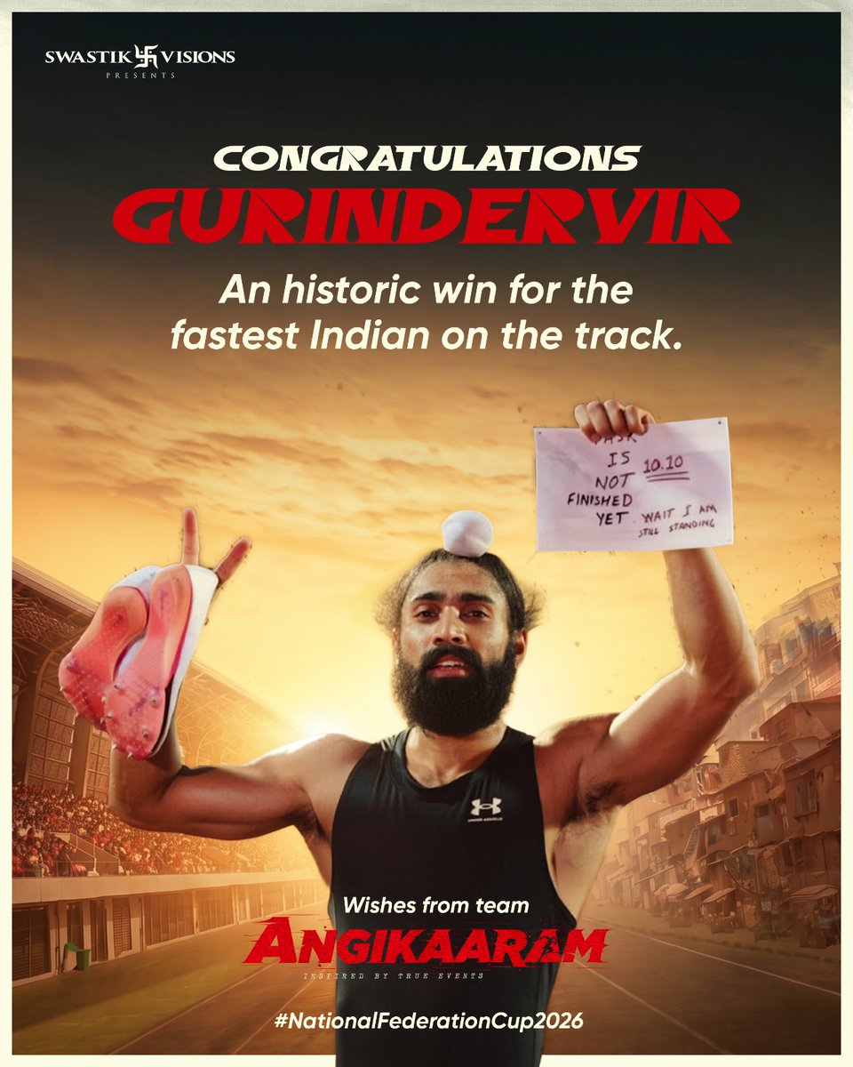 swastik_visions's tweet photo. History rewritten, by an Indian once again, finishing 100m sprint at a national record time of 10.09 seconds🏅 Big Congrats to #GurindervirSingh 💪🏾 

Wishes from team #Angikaaram https://t.co/BiBtRnfIta