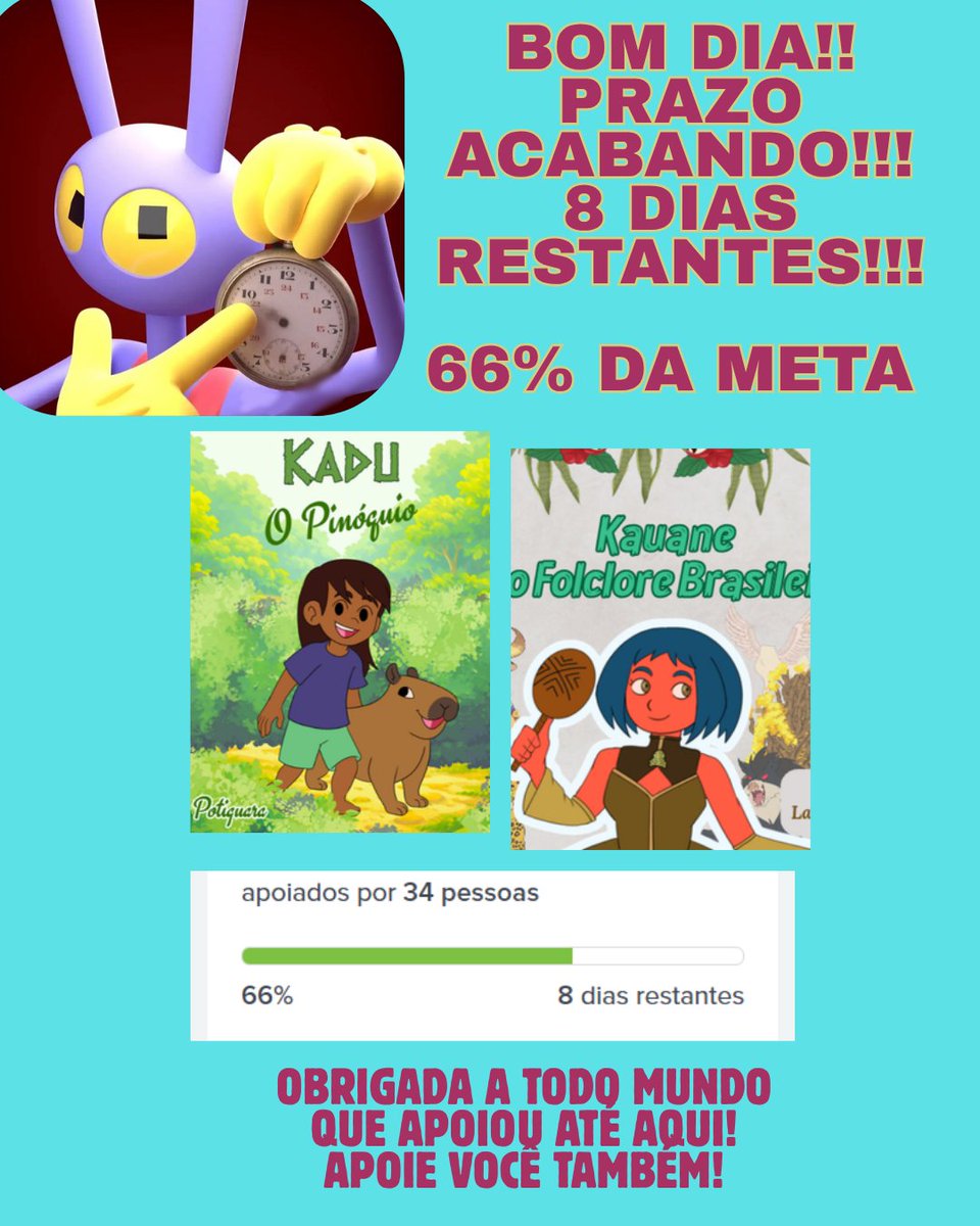 lanaflowerz's tweet photo. Entramos oficialmente na última semana do financiamento coletivo 💛

Faltam apenas 8 dias para ajudar esses livros infantis sobre diversidade, respeito e folclore brasileiro a virarem realidade.

Toda ajuda importa muito agora!

https://t.co/k6UjqUoIDO https://t.co/7iEolSXZrW