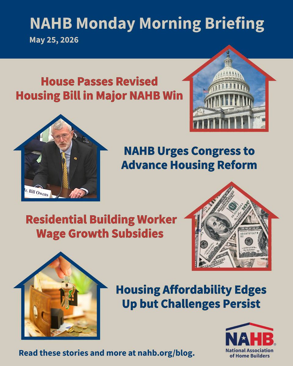 Here are the top stories from the NAHB Monday Morning Briefing for May 25, 2026. Read more housing industry news at .