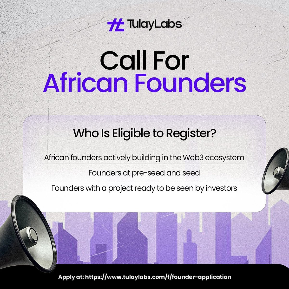 tulaylabs's tweet photo. We’re looking for African founders to showcase to investors in our network.

If you’re actively building in the web3 ecosystem, we want to see what you’re working on.

Submit your application: https://t.co/yhVjLEbwwR https://t.co/Y52e2kiyFw