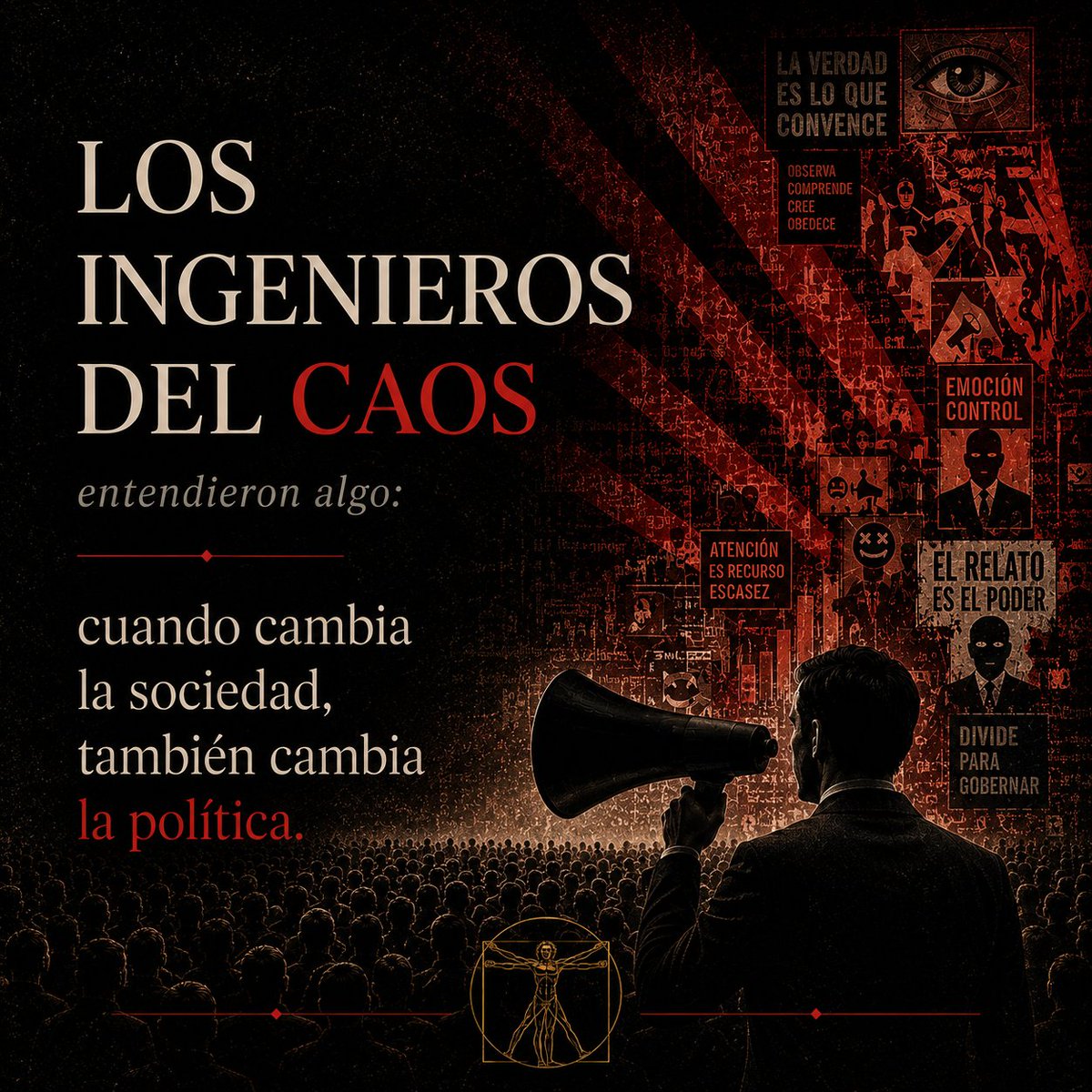 alearandaok's tweet photo. “Cuando cambia la sociedad, también cambia la política.”

Estamos entrando en una etapa donde el poder ya no se organiza solamente desde estructuras.

También se construye desde:
la emoción,
la atención
y el sentido.

Inspirado en:
 Los ingenieros del caos de Giuliano Da Empoli

#AltaArs