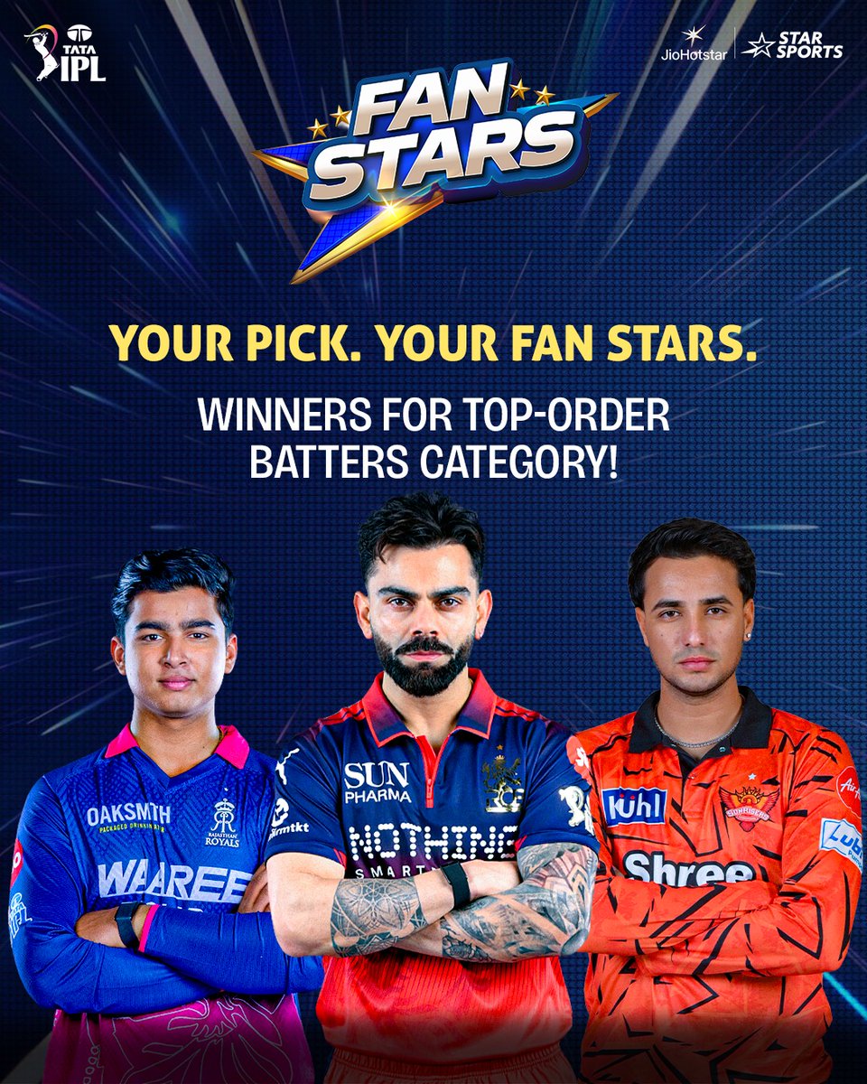 StarSportsTel's tweet photo. ఫ్యాన్ స్టార్స్ XI వచ్చేసింది! 👀🔥 Part - 1
మ్యాచ్ విన్నర్లు మరియు గేమ్ ఛేంజర్లతో నిండిన అద్భుతమైన జట్టును రూపొందించిన అభిమానులకు మరియు నిపుణులకు అభినందనలు 🏏⚡
#FANSTARS #TATAIPL https://t.co/bSROmaXaOF