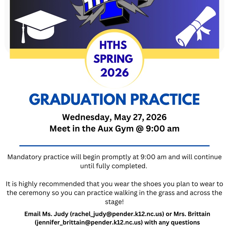 hth_titans's tweet photo. 🎓🎓🎓We have an exciting week ahead of us in Titan Town! Graduation practice will be on 5/27 at 9am (view the graphic for more info) and our 2026 Commencement ceremony will be on Thursday, May 28 at 9am in the Titan Stadium!🎓🎓🎓 https://t.co/bBMVOD3nDX