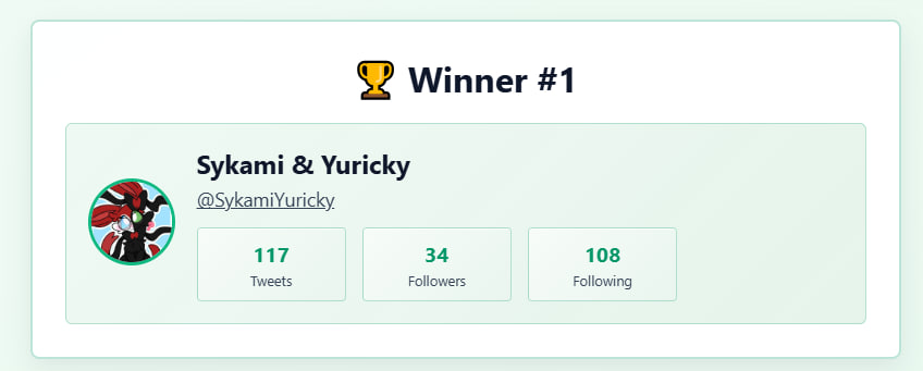 ElenaFallenFox's tweet photo. Congrats @SykamiYuricky !! DM me your ref ! And thanks everyone for participating :3 🎉🎉 https://t.co/3YGXT7nwGU