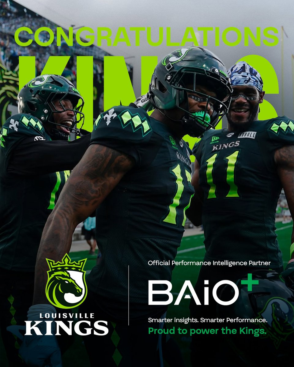 BAiO_Health's tweet photo. Congratulations to UFL’s Louisville Kings on their win yesterday! The road to the playoffs continues.

One more win seals the spot. 💪 https://t.co/DZ7scymTCO