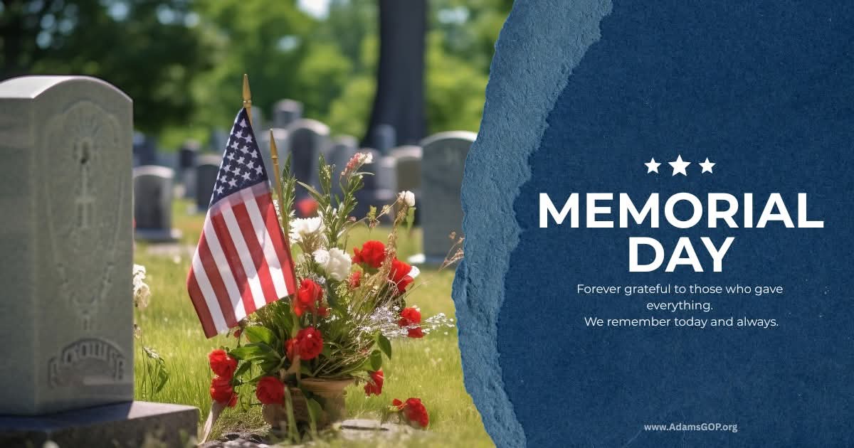 GOPAdamsCounty's tweet photo. Today, we solemnly honor the brave men and women who gave their lives defending our freedom. From the hallowed ground of Gettysburg to battlefields around the world, their sacrifice secured the liberty we cherish.
Honor and Remember 🇺🇸 https://t.co/cyO72gvWVW