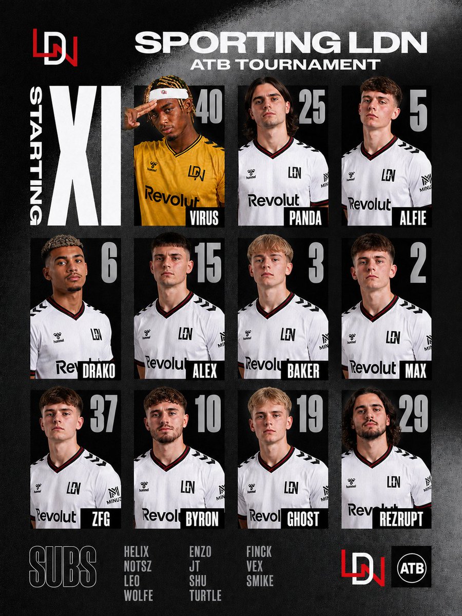 SandsEndFC's tweet photo. Here's how your Thamesmen lineup ahead of tonight's @ATBProClubs Tournament 

​🧤 40 Virus
​🛡️ 25 Panda | 5 Alfie | 6 Drako | 15 Alex | 3 Baker
​⚙️ 2 Max | 37 ZFG | 10 Byron 
​⚡️19 Ghost | 29 Rezrupt 

#LDN https://t.co/y3vQpV5A5W