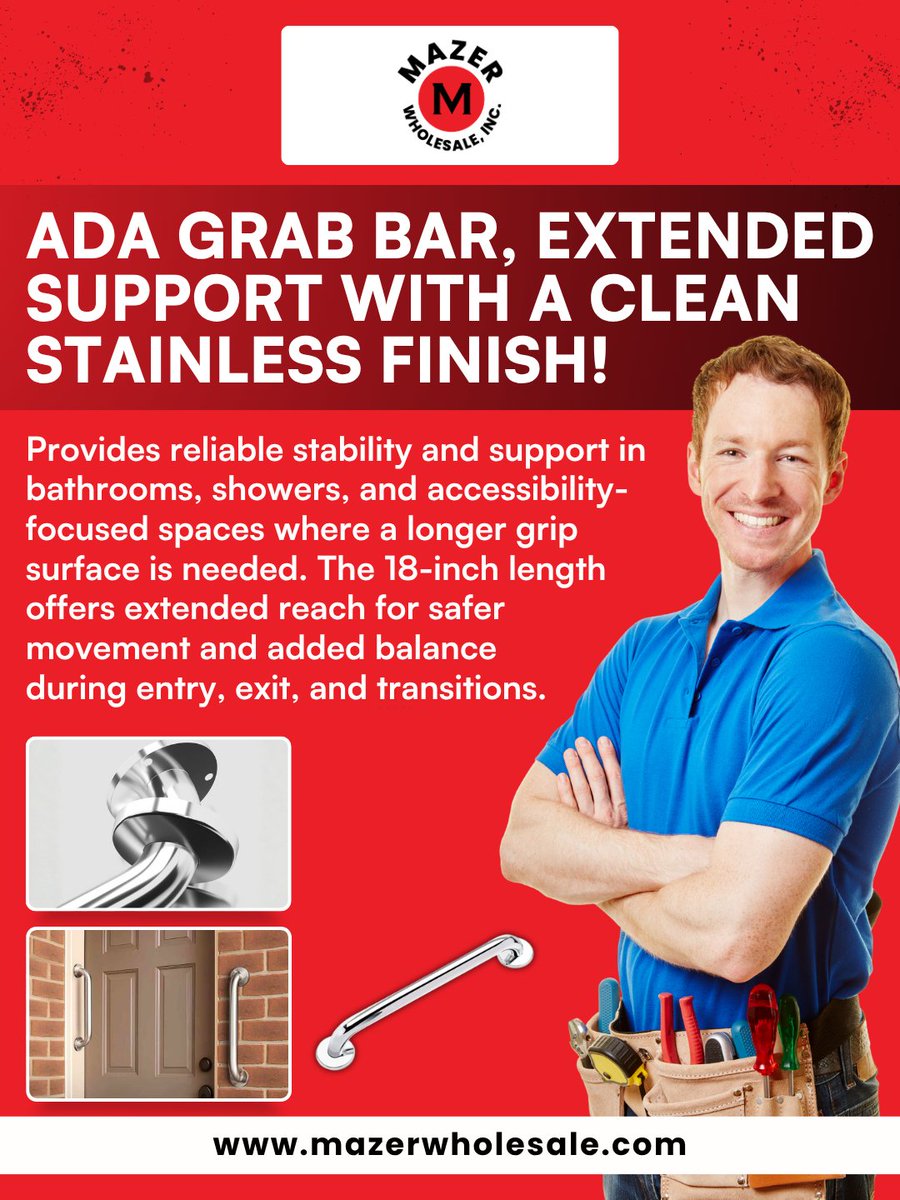 MazerWholesale's tweet photo. Crafted from polished stainless steel for durability in moisture-prone environments while maintaining a clean, modern appearance.

https://t.co/quZMtipY5l

#MazerWholeSale #grabbar #adagrabbar #bathroomsafety #stainlesssteel https://t.co/DOeujcdIry