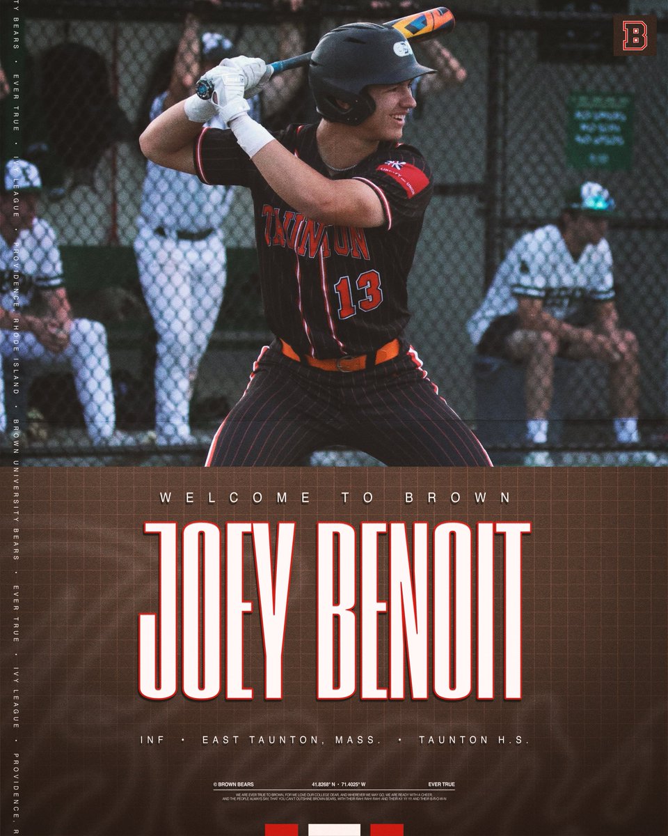 BrownU_Baseball's tweet photo. Welcome to College Hill Joey Benoit‼️

⚾️ INF
🏡 East Taunton, Mass.
🎓 Taunton H.S.

#EverTrue | @JoeyBenoit10 https://t.co/UWa3351ZgH