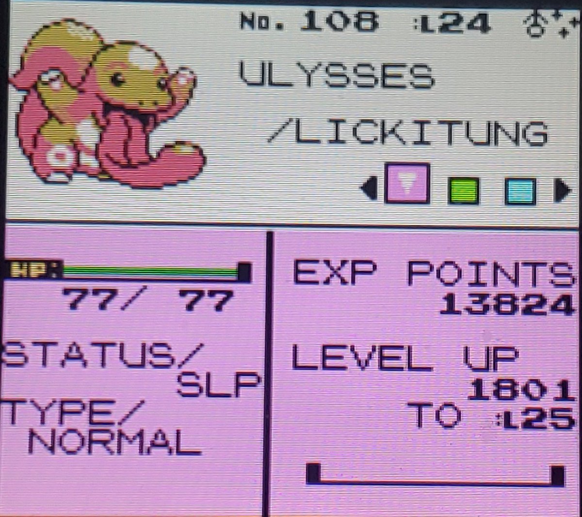 baass_d's tweet photo. Shiny Lickitung after only 946 REs!!?? Someone pls explain to my why my gen 2 Hunts only ever go way overodds or extremely under odds 😭 this was such a cool find, I used a level 24 repel trick that made this 75%! I'm not sure what to hunt now 😂 #shinypokemon https://t.co/zLFkcK7J5a