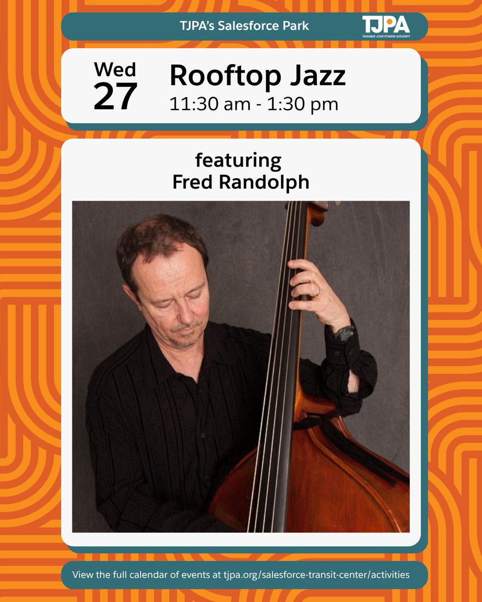 TransitCenterSF's tweet photo. Lunch break? Date night? After-work reset?

Whether you’re into jazz orchestras, bluegrass, acoustic sessions, DJs, or laid-back midday music, TJPA’s Salesforce Park has live music all week long 🎷🎸☀️

FREE weekly programming • Open to all • Right above the city bustle. https://t.co/icBhhOw3Po