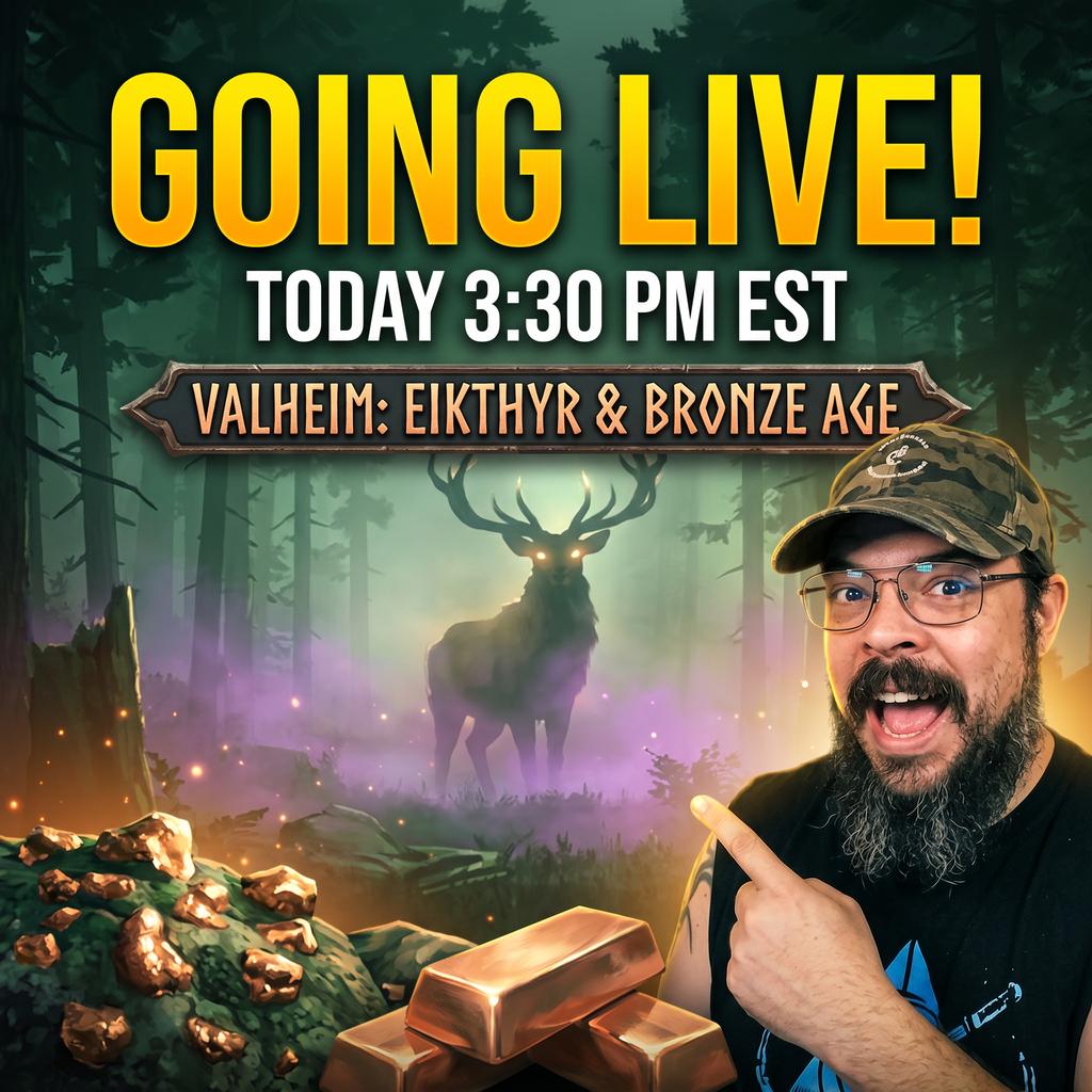 LToblivious13's tweet photo. 🚨 GOING LIVE TODAY 3:30 PM EST 🚨 Taking on Eikthyr tonight (if I survive long enough to summon him) and pushing into the Bronze Age. Copper, chaos, probably a tree-related death. Come hang. 🔗 https://t.co/YH1N6V0Lha https://t.co/k773UFBqfZ