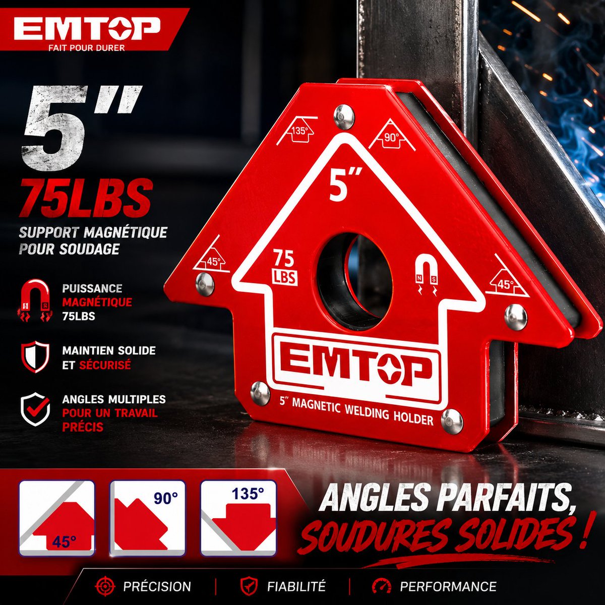 EMTOP_FRANCE's tweet photo. 🧲 75LBS de puissance magnétique.

Le support de soudage EMTOP garantit :

✔️ Maintien sécurisé
✔️ Angles 45° • 90° • 135°
✔️ Travail précis &amp; stable
✔️ Performance durable
Angles parfaits. Soudures solides. 🔥
#EMTOPFrance #Welding #Outillage #Construction #Tools https://t.co/4UOyBepOwl