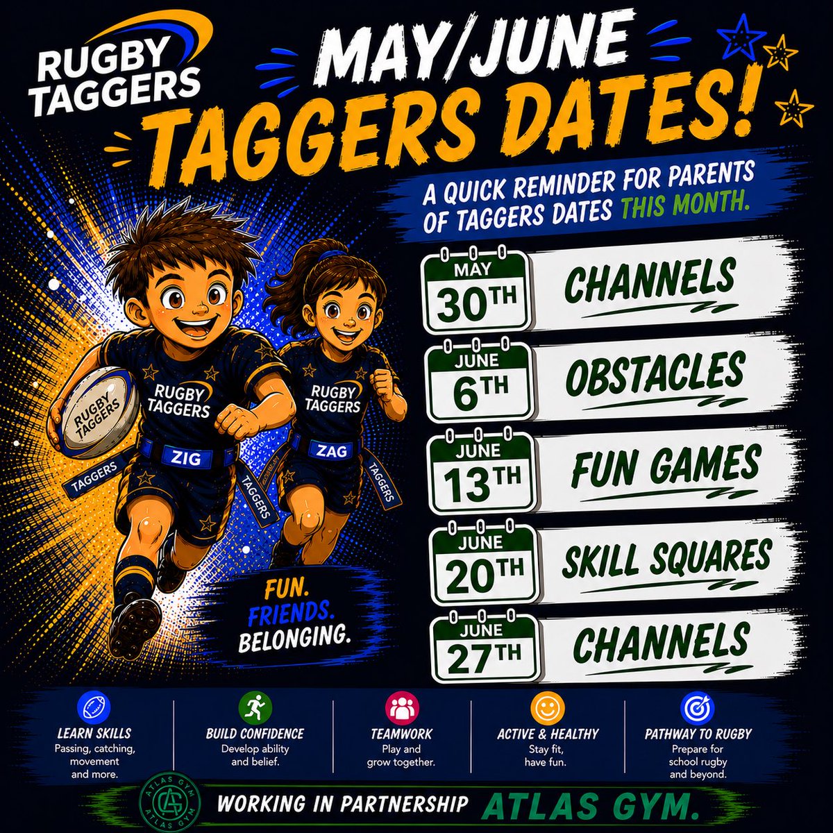 RugbyTaggers's tweet photo. We’re back this Saturday, and with no planned Saturdays off, it’s a clear run through June. 

Looking forward to getting back to Southons Field, 9:30am to 10:30am. 

See you on the pitch. 🏉 https://t.co/QpVQNcOkQ8