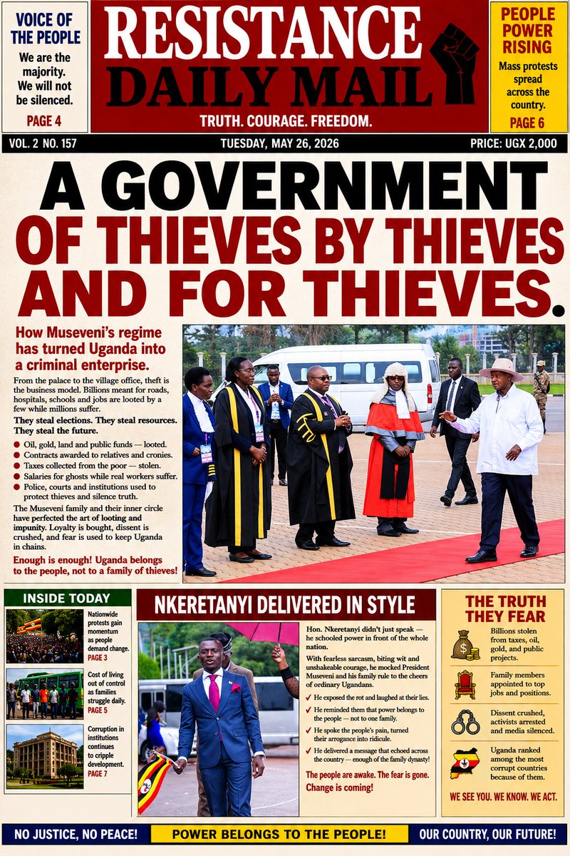 muhsinyusuf68's tweet photo. Tomorrow’s edition of RESISTANCE DAILY MAIL is already out today! 📰
Get yourself a copy and stay updated on the stories shaping our nation. 

Bold headlines, fearless reporting, and the truth they don’t want you to hear.

RESISTANCE DAILY MAIL
Truth. Courage. Freedom.

#ResistanceDailyMail #Uganda #News #TruthMatters