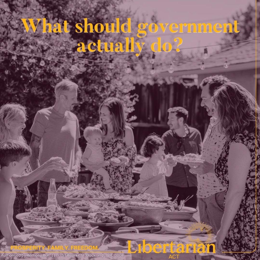 libertarianact's tweet photo. What should government actually do?
Protect your rights. Keep you safe. Uphold the rule of law.
That's the list.
We're not anti-government. We're anti-government-scope-creep.
#LibertarianACT #FreedomFirst #Canberra #LimitedGovernment https://t.co/x5lZobfx5d