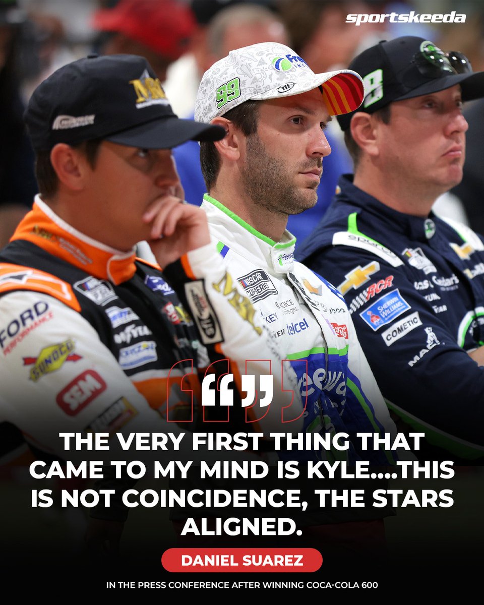 NASCARatSK's tweet photo. Daniel Suarez felt Kyle Busch with him in Victory Lane. ❤️🏁
#DanielSuarez #KyleBusch #CocaCola600 #NASCAR https://t.co/gALhZl5r7h