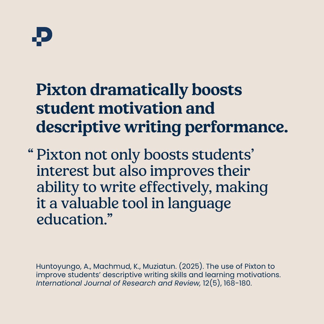 Pixton's tweet photo. New research continues to validate what educators see every day in the classroom: when students create with comics, engagement and learning grow. 📚✨

A 2025 study found that students using Pixton showed significantly higher motivation and dramatically stronger descriptive writing performance compared to conventional instruction.

#EdTech #Education #WritingSkills #Literacy #StudentEngagement #Pixton