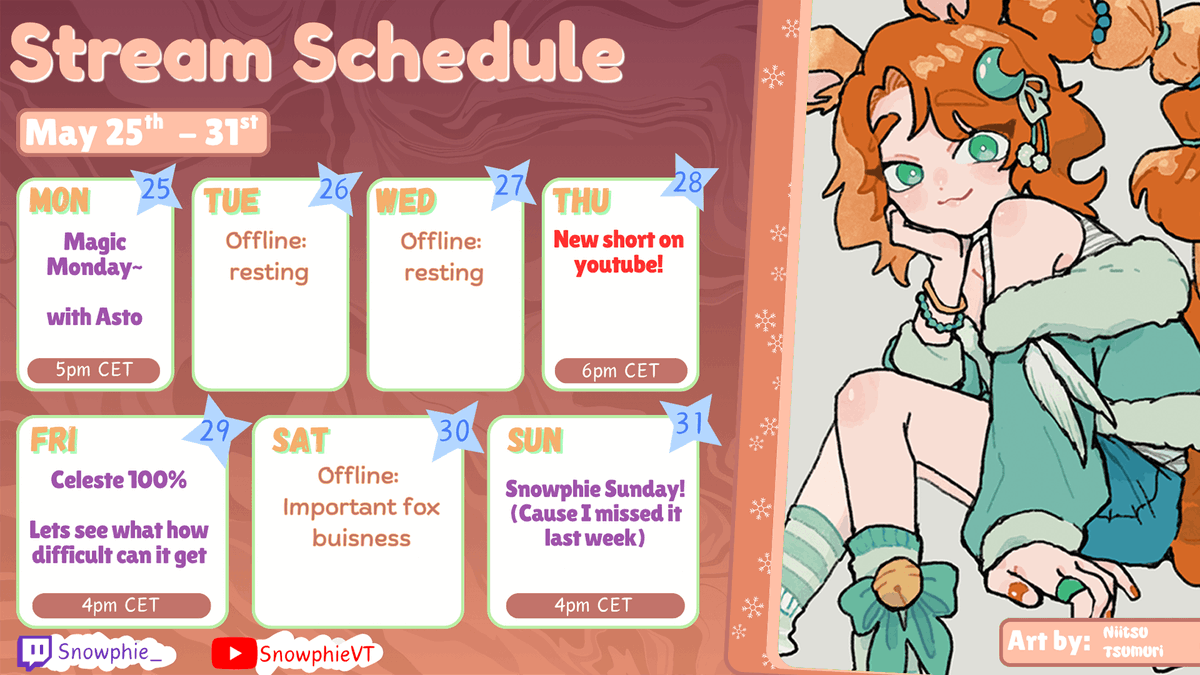 FoxUnderSnow's tweet photo. Weekly schedule~ https://t.co/qwi2elLZjg