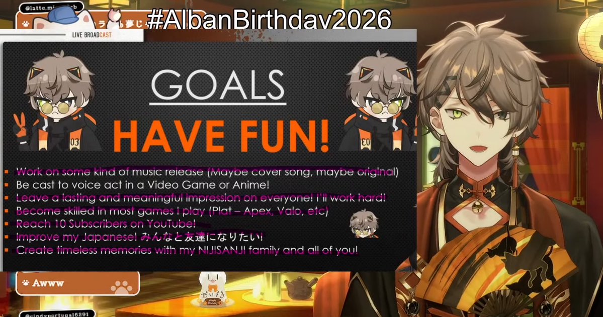 lunaidyllic's tweet photo. he almost completed all of the goals from his debut stream!! 🥺🧡 (and he already has new goals in mind right now yippee) https://t.co/qejVUPCDK5