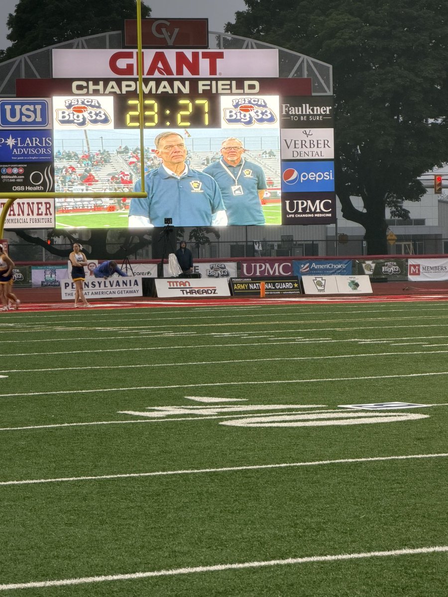 CPRamblers's tweet photo. The inductees were also honored at halftime of the Big 33 Football Classic, an all-star event featuring the top high-school football players in Pennsylvania and Maryland, later that day. Congratulations on this well-deserved honor, Coach Mischler! #RollRamblers 🏈 https://t.co/41jg4gR7SN