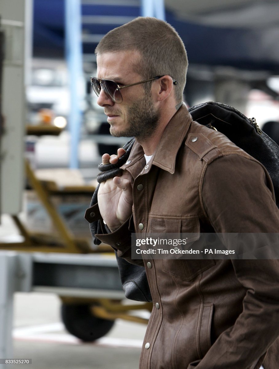 8irth's tweet photo. david beckham wearing gucci men's spr/sum 2007 tobacco leather jacket by frida giannini https://t.co/rKgN20HHMk