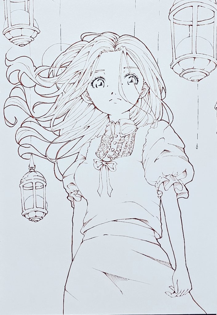 あなたのために 線画 線画終わったよ✴️夜中でもさらさせてください #イラスト