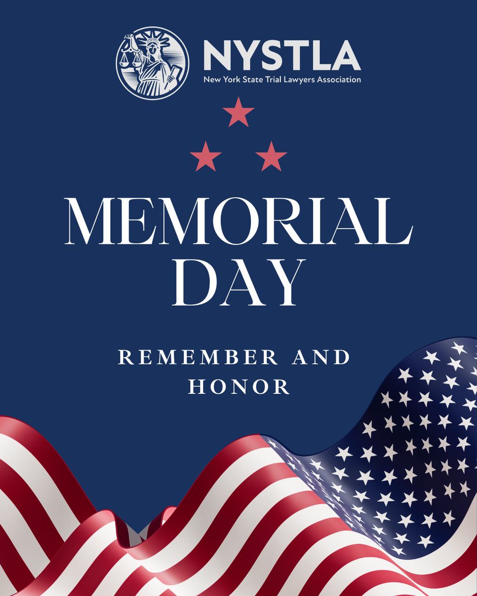 NYSTLA's tweet photo. This Memorial Day, NYSTLA remembers those who gave their lives in service to our country and honors their sacrifice through our continued commitment to justice, service, and integrity.

-NYSTLA https://t.co/O3qzFRwoIw