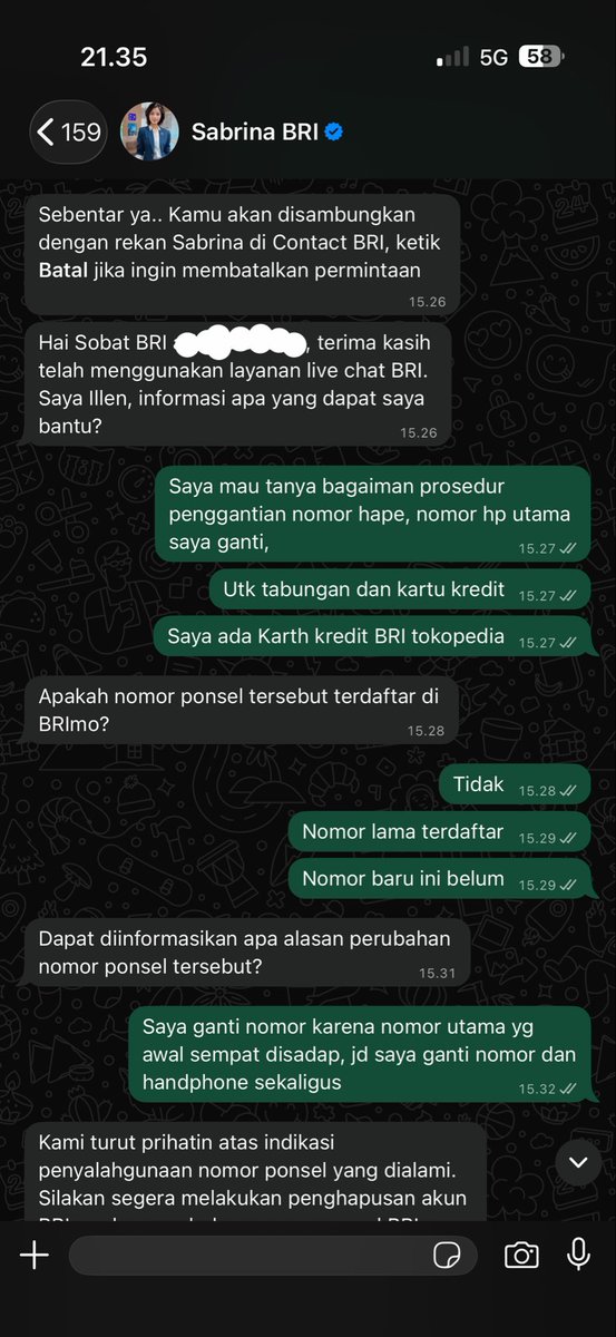 ariftri's tweet photo. Ngapain pake tanya alasan mau ganti nomer kalau ujung ujungnya solusinya sama dengan menjawab pertanyaan awal.

Emang sinting CS @BANKBRI_ID https://t.co/VskELrCQB4