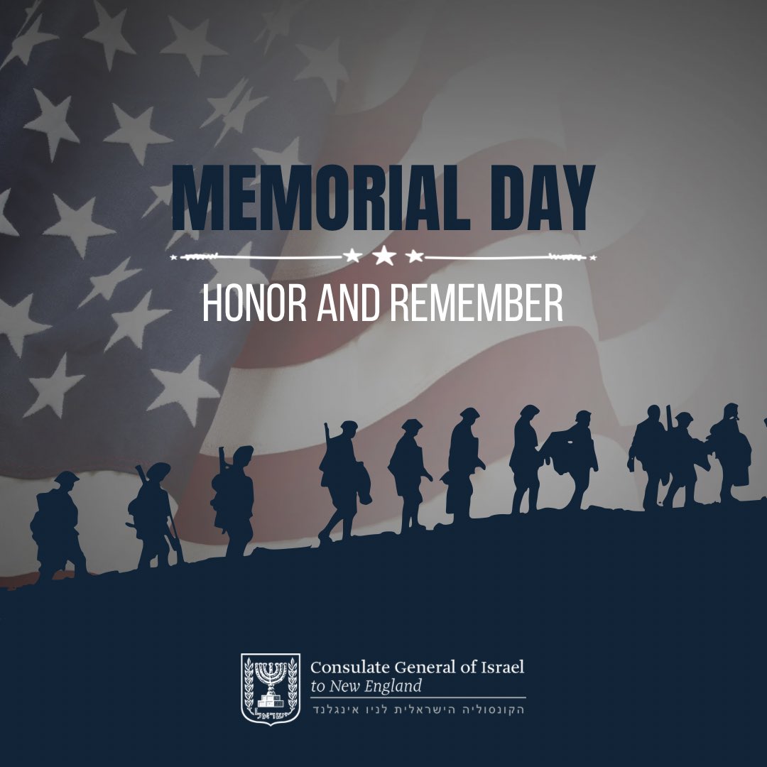 IsraelinBoston's tweet photo. This Memorial Day, we honor and remember the brave men and women of the U.S. Armed Forces who, for 250 years, have made the ultimate sacrifice in defense of freedom. Israel stands with our American friends in paying tribute to these heroes. 🇮🇱🇺🇸

May their memory be a blessing. https://t.co/t3BgrLSMYs