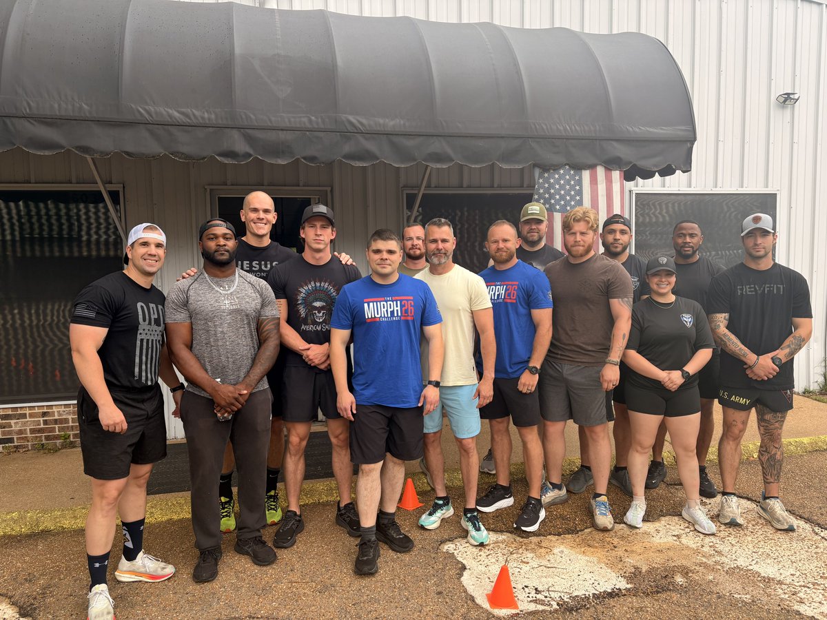 OxfordPolice's tweet photo. 1 mile. 100 pull-ups. 200 push-ups. 300 squats. 1 mile.

Today, OPD took on The Murph in honor of Navy SEAL Lt. Michael Murphy and every service member who made the ultimate sacrifice for this country.

We do it because they can’t. We remember because we must.

🇺🇸 #TheMurph #MemorialDay #OxfordPD #HonorTheFallen