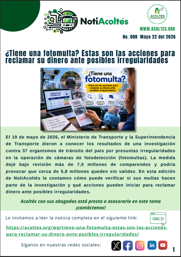 Acoltes's tweet photo. 📖🚍 Lo invitamos a leer nuestro boletín informativo #NotiAcoltés y mantenerse actualizado con las noticias más importantes del Transporte Especial y Turístico en Colombia.
Léalo en: https://t.co/acfZbeEC9U https://t.co/KTypDBQZRw