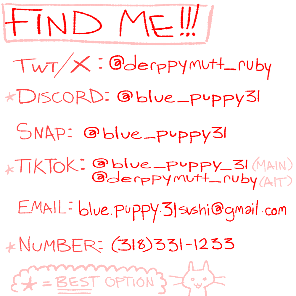 derppymutt_ruby's tweet photo. I will NOT reach out to YOU for a commission. Please contact me, otherwise there won't be a commission. I ONLY use vemmo, I am a minor and don't want trouble with making a business account underage!! 
These are my socials to find me on https://t.co/vk01ttiF2F