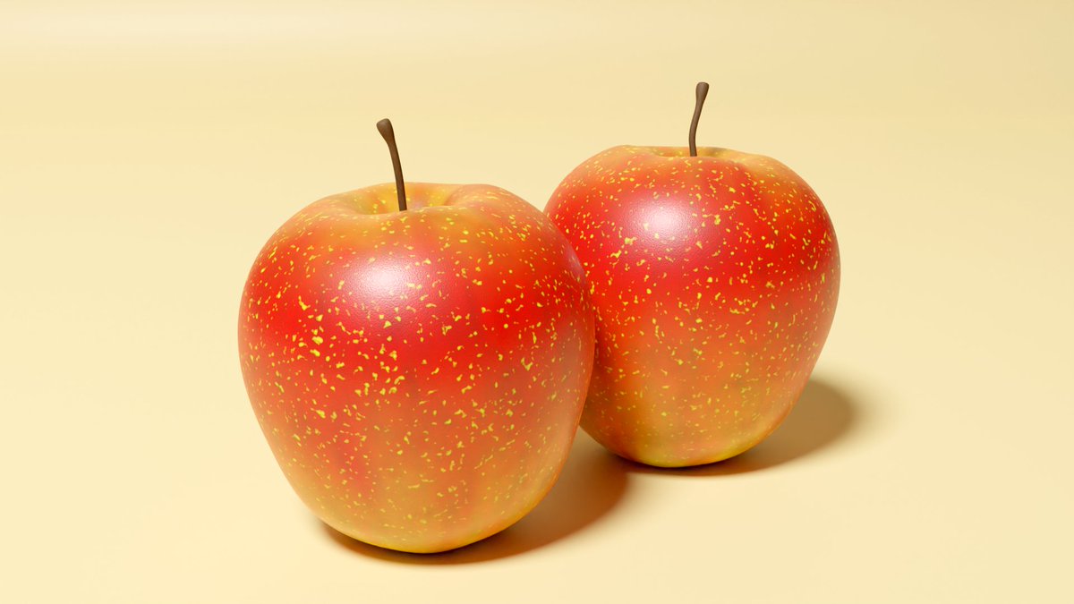 nibi_S's tweet photo. ほぼ1ヶ月ぶりのblender。リアルなリンゴ🍎のつもり。
リンゴの動画は他にもいくつかあったから、試してみたい。
同じようなリンゴなのに表面の作り方が色々あるみたい。 https://t.co/NsZ7icGMv1