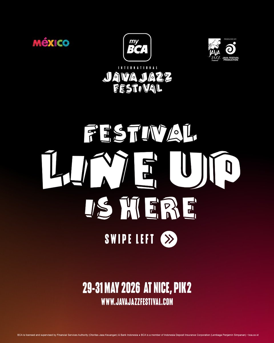 EmbMexIno's tweet photo. The Embassy of Mexico in Indonesia proudly supports @javajazzfest 2026 — a global celebration of music &amp; cultural exchange. 🎶 Jon Batiste, Ella Mai, wave to earth, Daniel Caesar &amp; more. 📅 29–31 May | 📍 NICE, PIK2, Jakarta ✨ https://t.co/P0bTAQvHyo