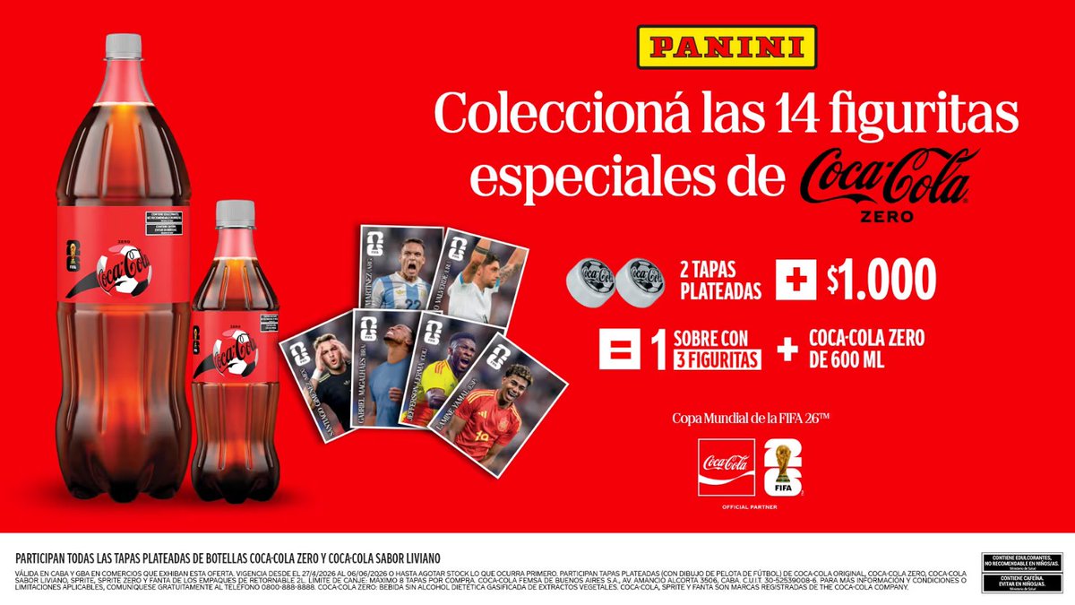 mdrinc's tweet photo. Las estafas en la campaña #panini @CocaColaAr 2026 ... en @carrefourarg no te dan la coca, en el #chino sin tapitas ni coca por $2000, en kioskos $2500 el sobre... #argentina pais de vivos... @BAconsumidor https://t.co/3f2KUpaiQs
