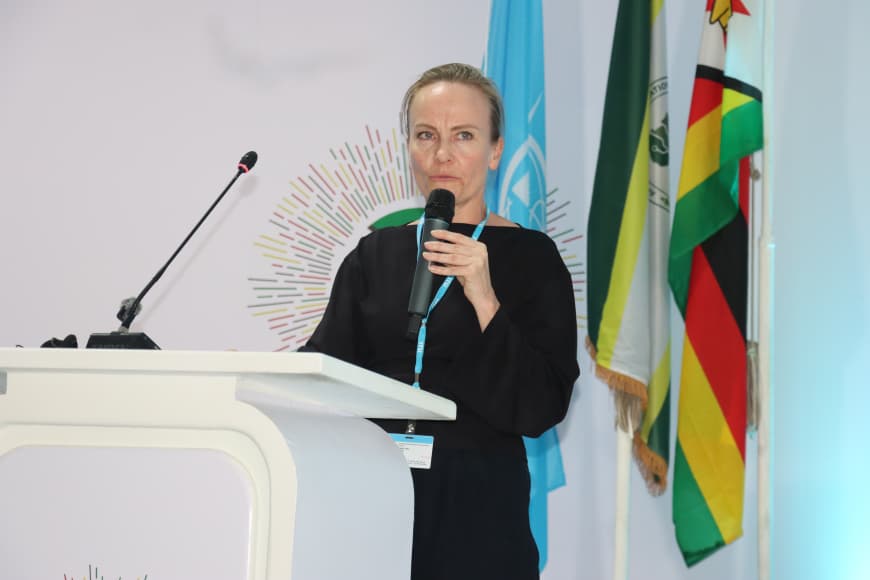 NetOneCellular's tweet photo. Dr. Christine Sund leads Session 3 of ITU RDF-AFR 2026: translating WTDC & UN outcomes into impact-driven regional actions for Africa. Delegates across the continent engage on inclusive digital development. 

NetOne remains committed to Zimbabwe's digital future.

#NetOne #YourDigitalSolutionsNetwork #ITUForum2026 #DigitalAfrica #Collaboration