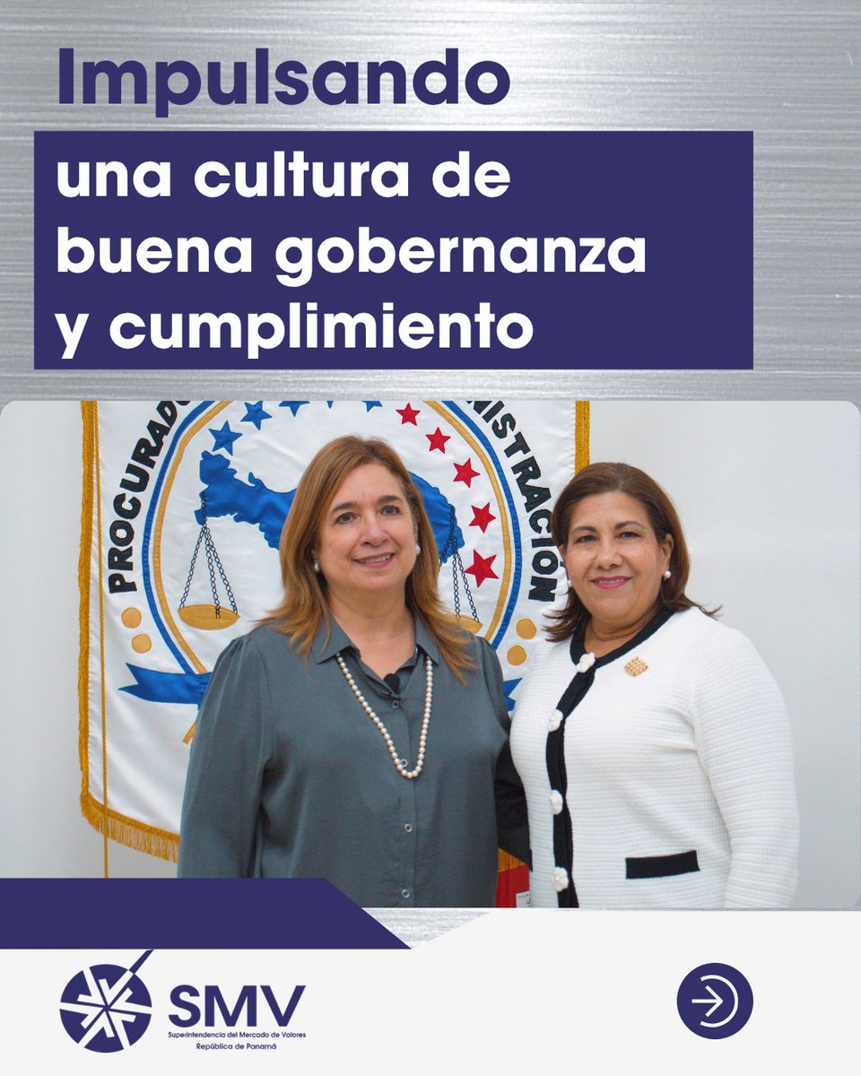 Supervalores_Pa's tweet photo. Impulsando una cultura de buena gobernanza y cumplimiento 

La Magister Rosaura González Marcos, Presidenta de la Junta Directiva de la Superintendencia del Mercado de Valores (SMV), impartió la conferencia “La Buena Gobernanza: eje central de la cultura de cumplimiento y prevención de ilícitos”, desarrollada en el Auditorio Azul de la Procuraduría de la Administración. 

La actividad tuvo como objetivo fortalecer la cultura de cumplimiento y promover buenas prácticas de gobernanza orientadas a la prevención de riesgos institucionales, destacando la importancia de la transparencia, la ética y el fortalecimiento de los controles internos dentro de las organizaciones. 

La jornada contó con la participación de la secretaria general, directores, asesores y miembros de la Junta Directiva de la SMV, reafirmando el compromiso institucional con la capacitación continua y el fortalecimiento de buenas prácticas en materia de gobernanza y cumplimiento. 

#SMV #Gobernanza #Cumplimiento #Panamá