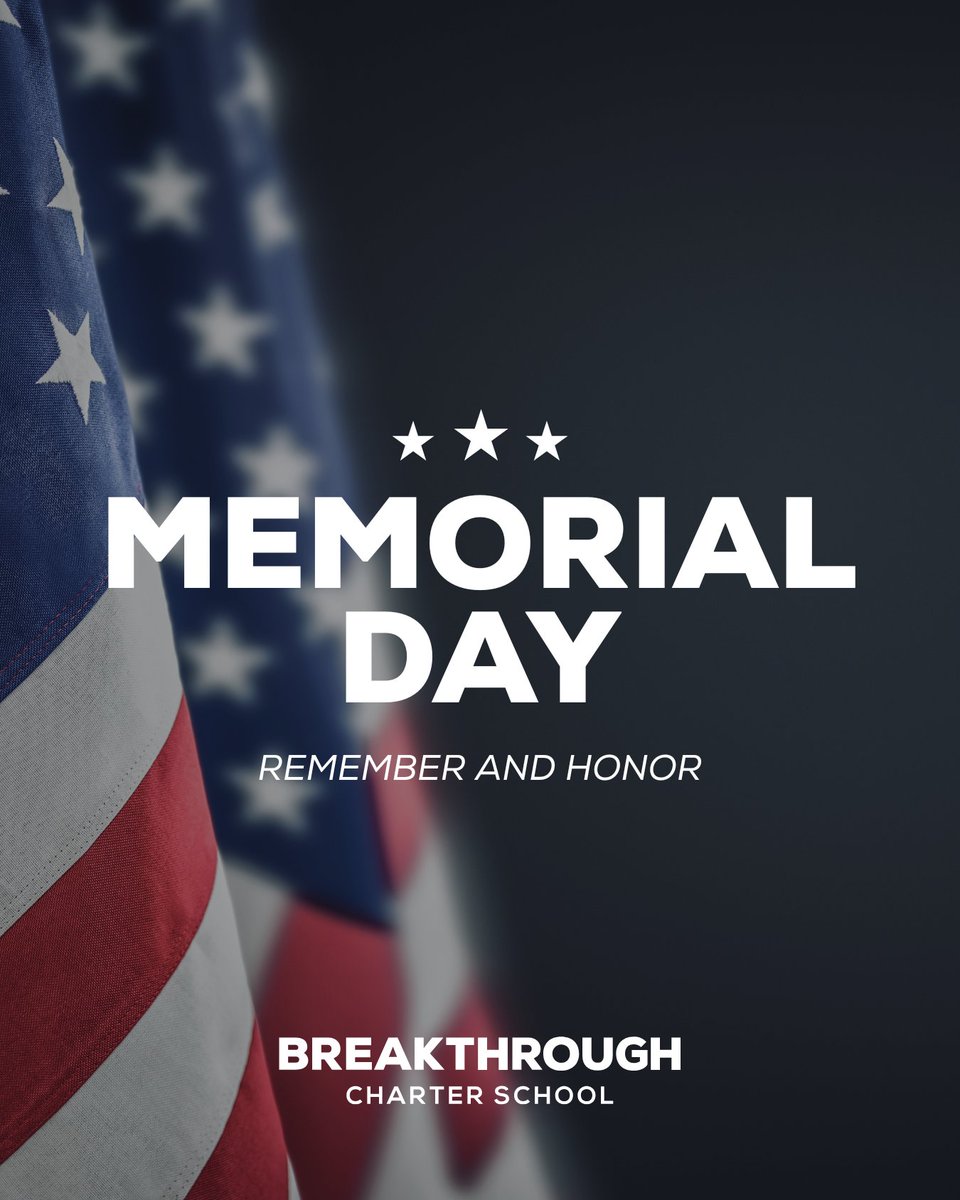Breakthrough_CS's tweet photo. Today, we pause to remember and honor the brave men and women who gave their lives in service to our country.

Wishing our Breakthrough families a meaningful Memorial Day. https://t.co/NRDCuqY6C3