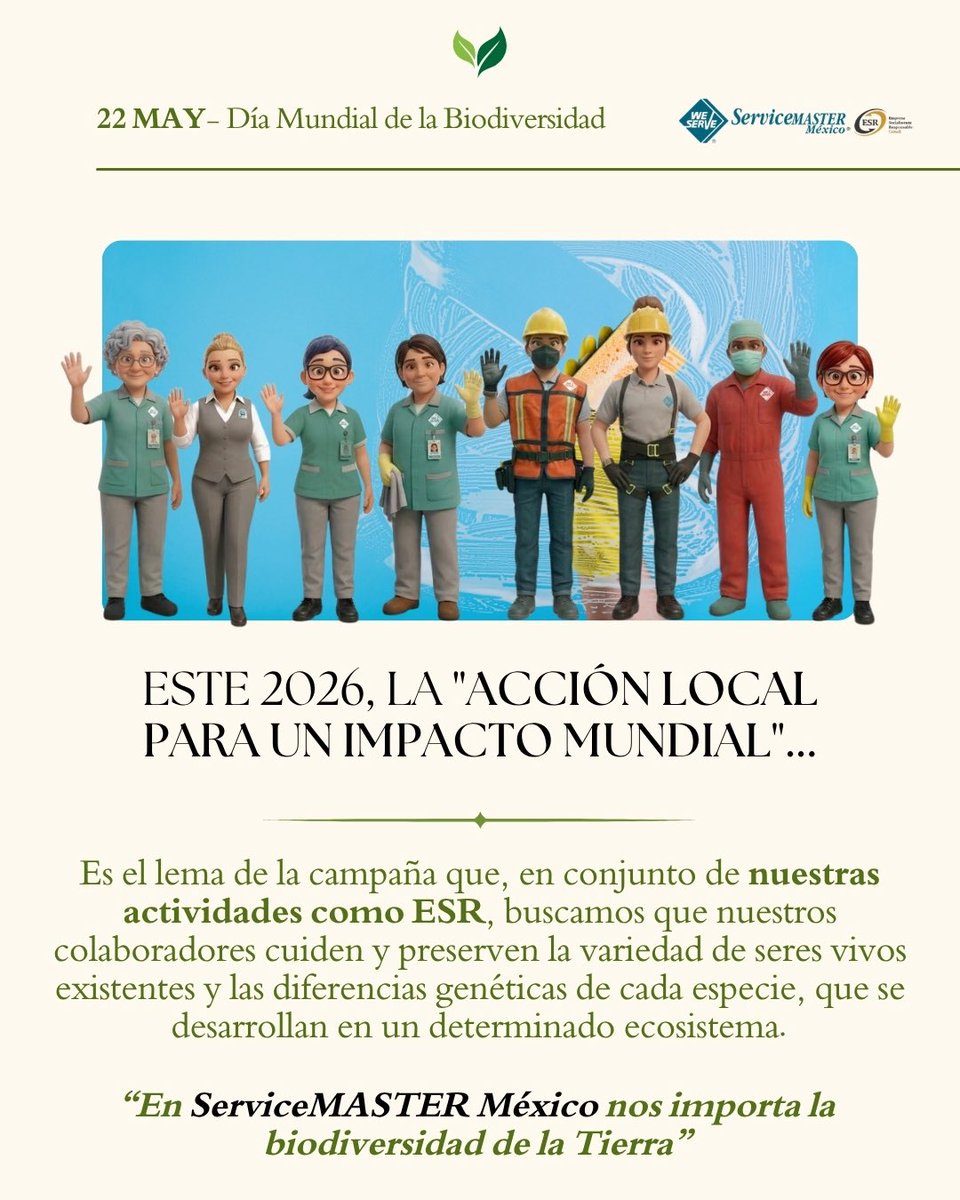 ServiceMasterM7's tweet photo. La riqueza de nuestro planeta está en su diversidad. 🌍🌿 En el #DíaMundialDeLaBiodiversidad, como empresa #ESR, asumimos el compromiso de proteger el entorno utilizando insumos biodegradables y reduciendo nuestra huella ecológica.📉💚

#Sustentabilidad #Biodiversidad #EcoFriendy https://t.co/61XaK3VNBf