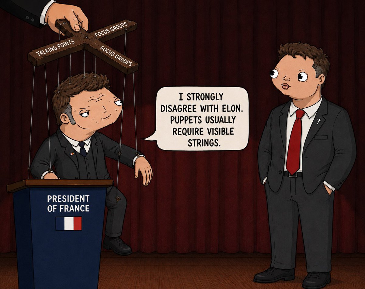 EmmanoolMacroon's tweet photo. @elonmusk @alx I must object this statement. Puppets are a respected profession. They at least admit someone else is pulling the strings https://t.co/gFEw4OFNKG