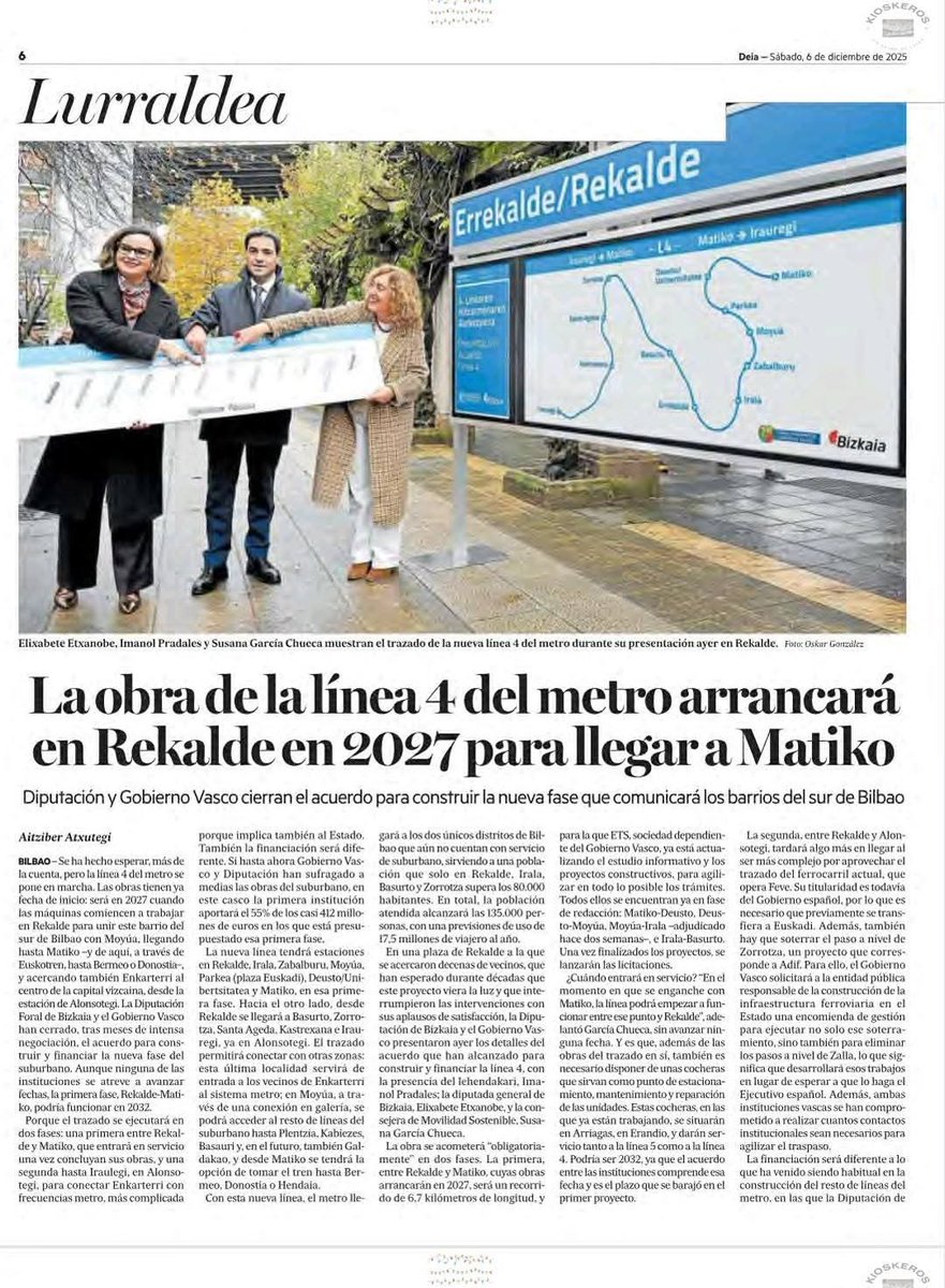 mirenepalacios's tweet photo. ¿Qué sucede con la línea 4 de metro Bilbao? ¿Para cuándo la línea 4 de metro para #Rekalde #Irala #amezola #Bilbao ? #DiputacionDeBizkaia #gobiernovasco 👇 https://t.co/C1GsRKiSoT