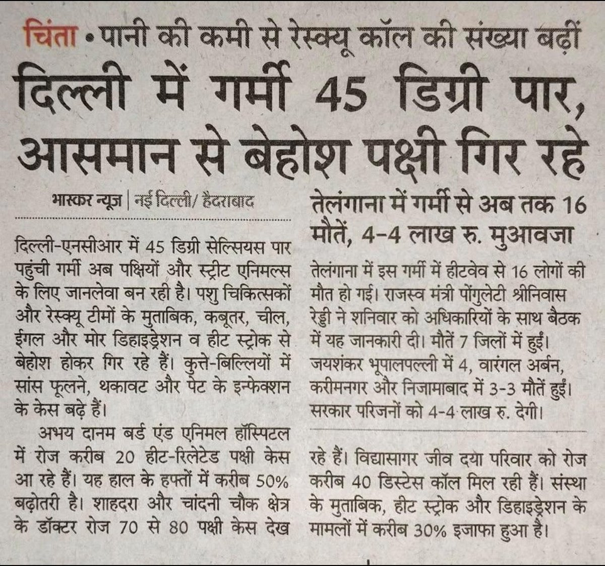 EktaUnion's tweet photo. तापमान 45°C पार है, पक्षी आसमान से गिर रहे हैं, लोग हीट स्ट्रोक का शिकार हो रहे है

फिर भी 9वीं से 12वीं के बच्चों की “एक्स्ट्रा क्लास” चल रही हैं। बच्चों की सेहत और जान से बढ़कर कोई क्लास  है?

CM @gupta_rekha जी से अनुरोध है भीषण गर्मी को देखते हुए तुरंत एक्स्ट्रा क्लास बंद कर https://t.co/5z1Ftup5YC
