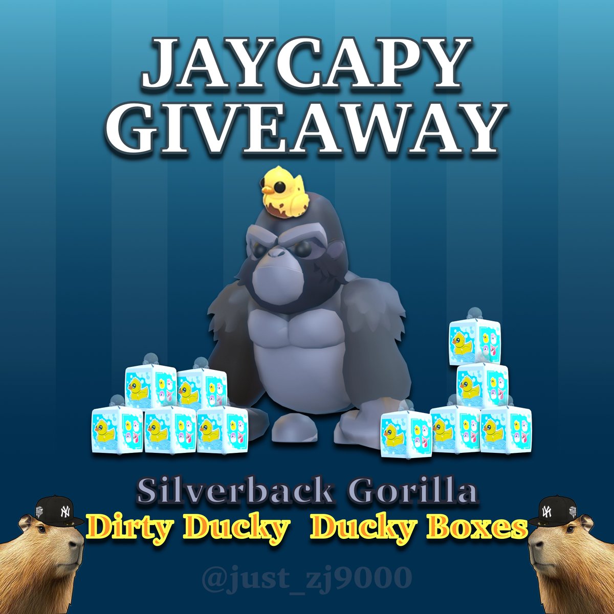 just_zj9000's tweet photo. DAY 5 

Silverback Gorilla+Dirty Ducky+10 Ducky Boxes Giveaway!

Rules:
+Follow me
+Like &amp; RT
+Tag Friends
+Comment "Done"

*HC if comment your favorite movie!* 

Giveaway ends in 24 hours! Good Luck Everyone! https://t.co/TR6d9wecLe