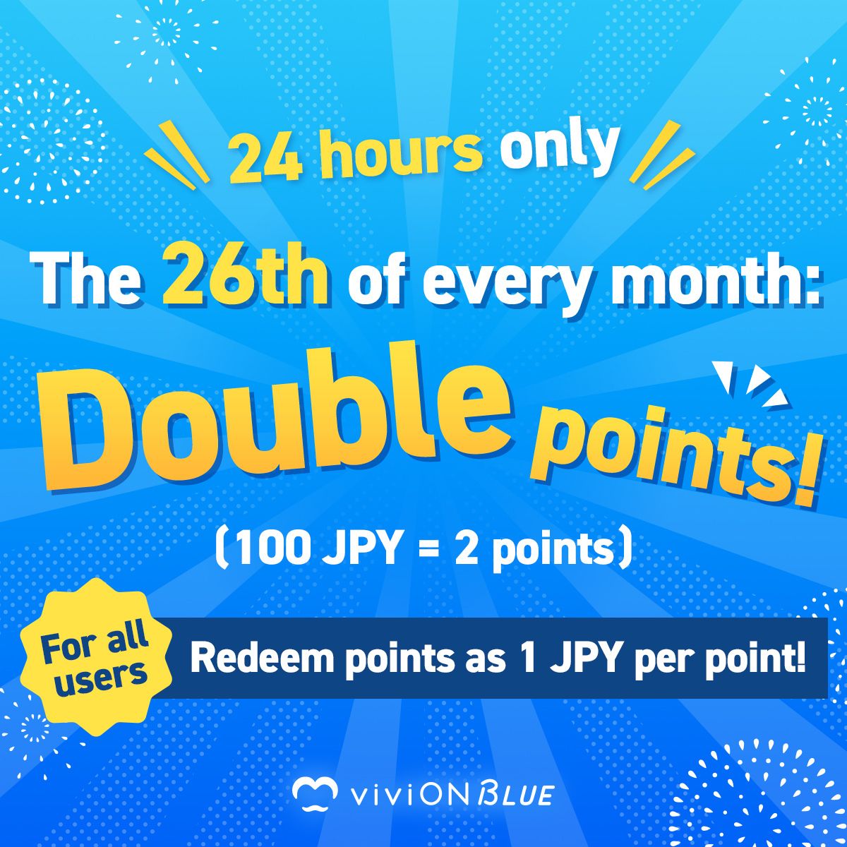 vivionblue_en's tweet photo. Get ready for 2x points sitewide for 24 hours only on the 26th of every month! Level up your haul with double the rewards. π₯
βΌ Tap the replies to shop!
#DoublePoints #AnimeDeals #MangaDeals #OtakuSale #LimitedTimeOffer #viviONBlue https://t.co/5oGE6Y12AX