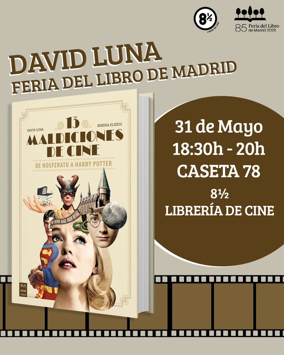 davidluna108's tweet photo. Este año volveré a la @FLMadrid. Y además muy pronto.

📍 Domingo 31 de mayo
📚 Caseta 78
🎬 Con @Libros8ymedio
🖊️ Firmando "13 Maldiciones de Cine", de @Redbook_Ed
⏰ De 18:30 a 20:00

¡Nos vemos allí!

#FeriaDelLibroDeMadrid #13MaldicionesDeCine #Cine #Terror https://t.co/RT3LTn4Nr0