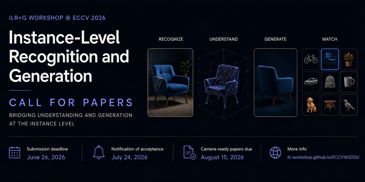 g_kordo's tweet photo. 🚨 Call for Papers 🚨  

8th Instance-Level Recognition and Generation (ILR+G) Workshop at @eccvconf 

📍 Malmö, Sweden
📅 September 8–9, 2026
🌐 https://t.co/nSUFjF3qVb 

Submission deadline: June 26, 2026 
Notification of acceptance: July 24, 2026

#ECCV2026 #ComputerVision https://t.co/aT2HttkApu
